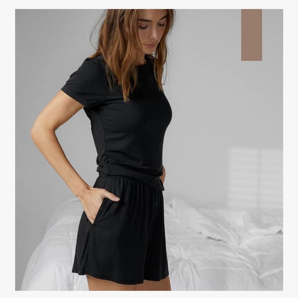 Lunya Soft Modal Ribbed Top and Shorts Set - Tencel Modal Womens Matching Set